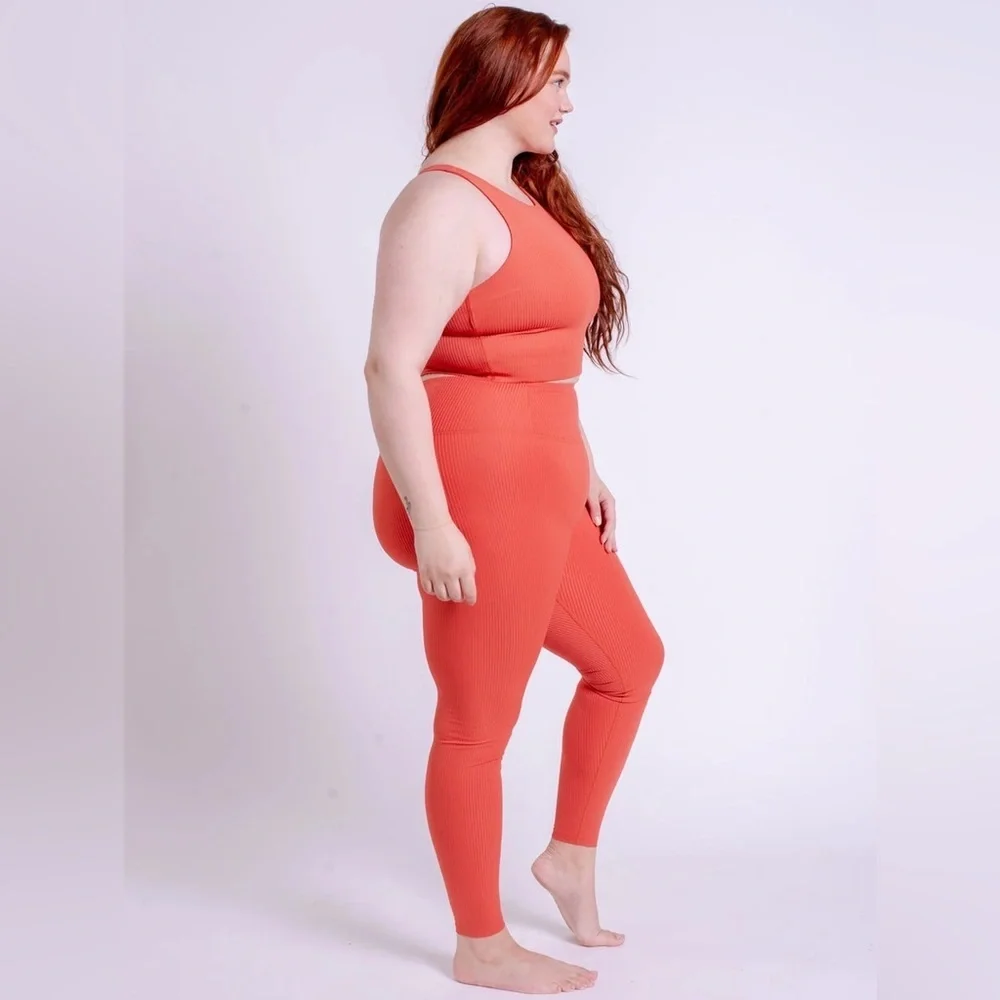 GIRLFRIEND COLLECTIVE RIB High-Rise Legging in red size Large training gym